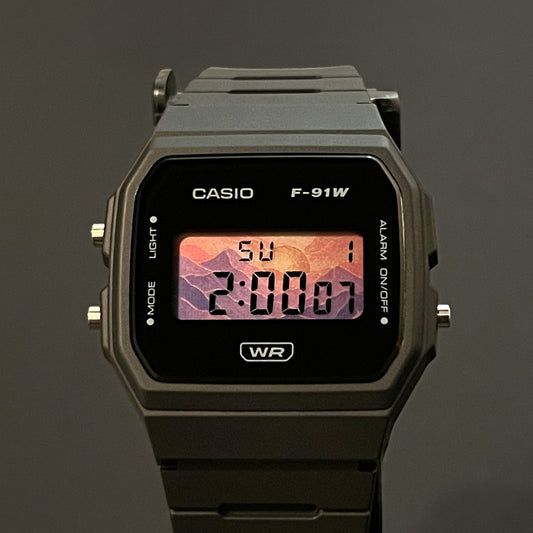 Casio F91W Mountain Sunrise