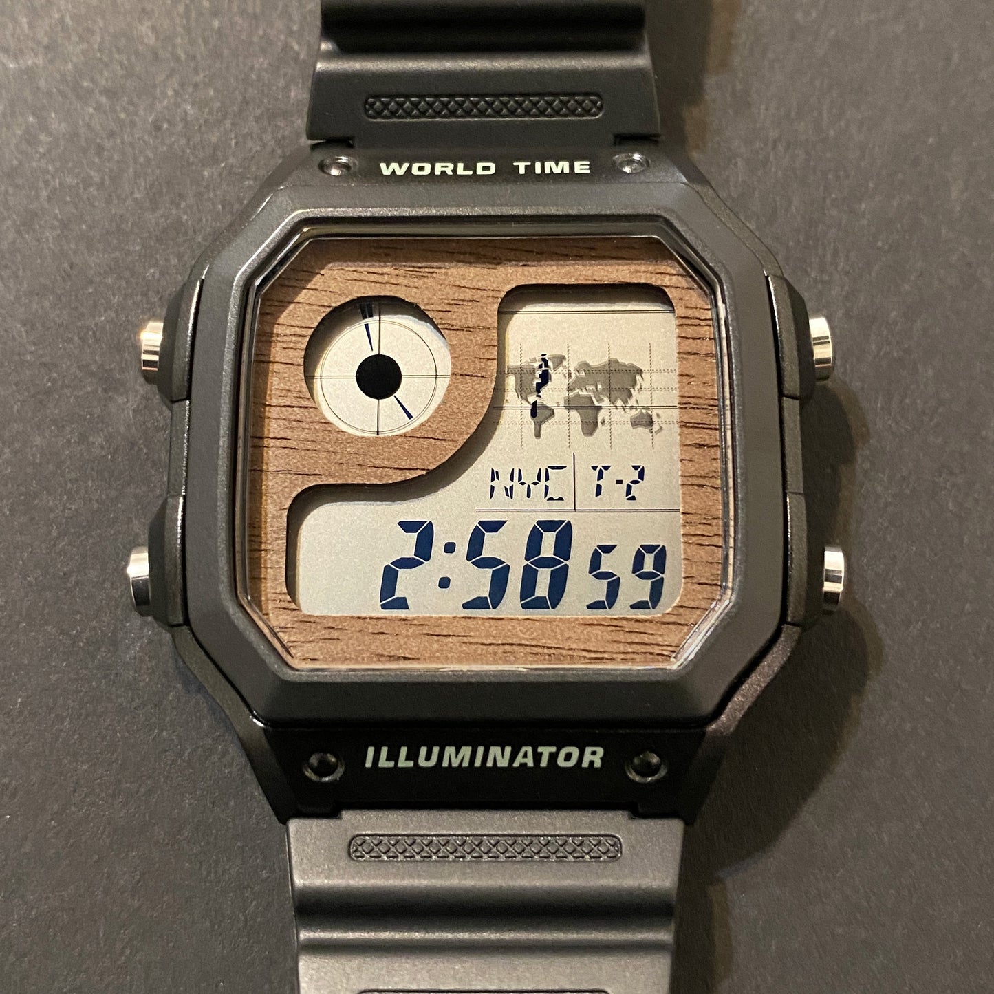 Custom Walnut Wood Casio AE1200