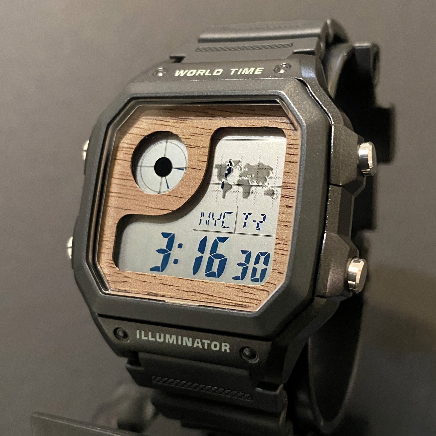 Custom Walnut Wood Casio AE1200
