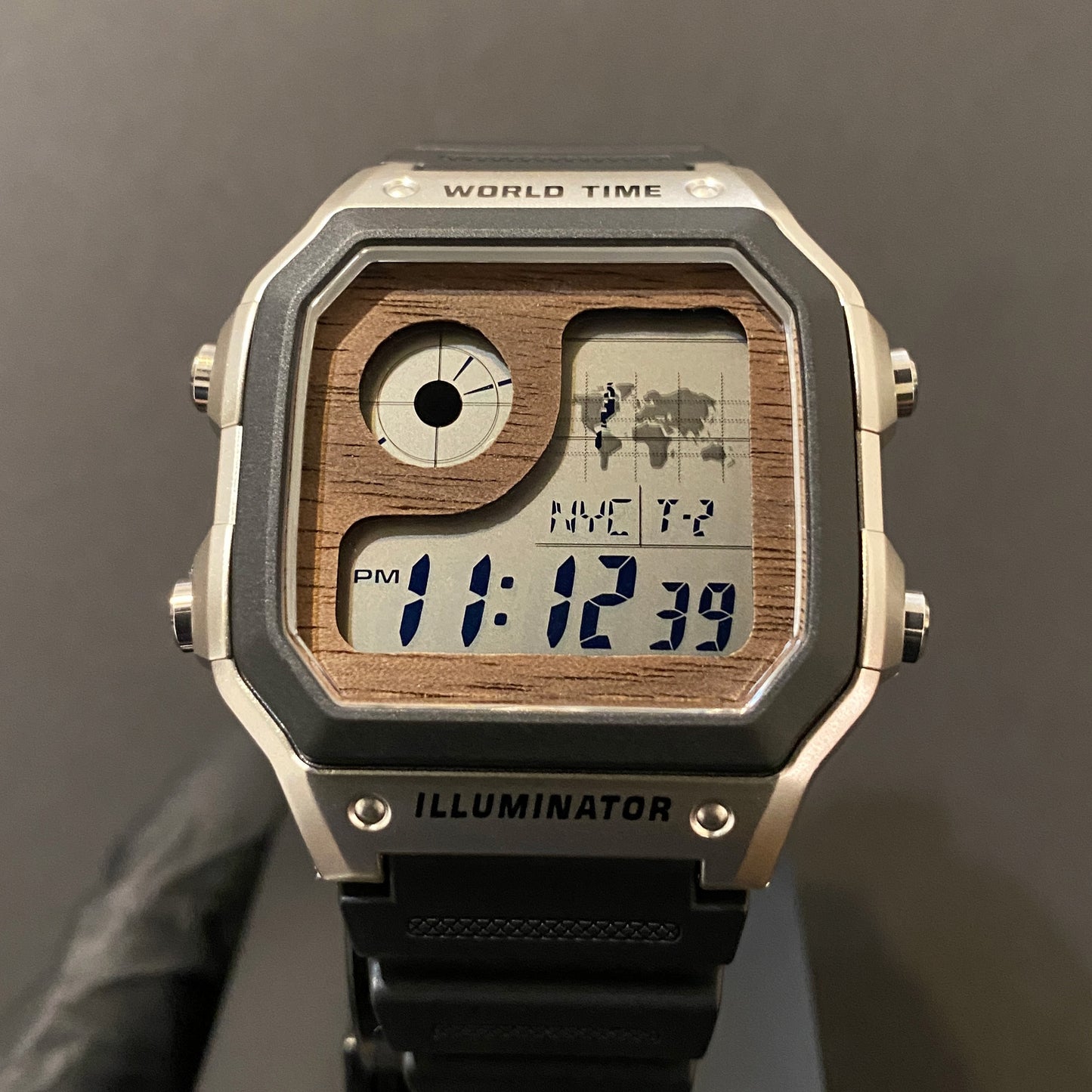 Custom Walnut Wood Casio AE1200